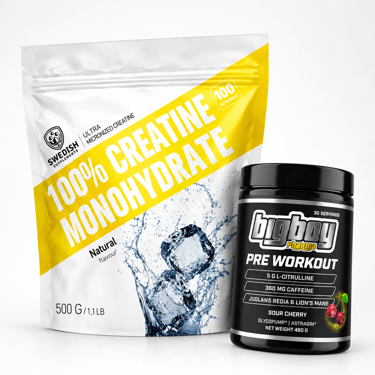 Swedish Supplements Creatine Monohydrate 500 g + BigBoy PWO